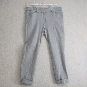 Tristan Pants Womens 8 Gray Herringbone Cotton Stretch Cuffed Ankle Trousers